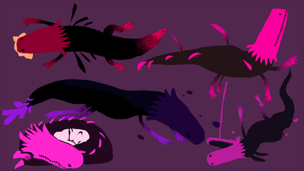 <h2>Pink Lizards</h2>I specifically remember referencing my own game screenshot for this.